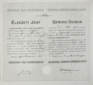 Gölniczvölgyi Vasút Részvénytársaság élvezeti jegy 1900