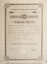 Gyulavidéki Helyi Érdekű Vasút Részvénytársaság részvény 200 korona 1906 Gyula