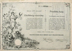 Keszthelyvidéki Helyi Érdekű Vasút Részvénytársaság elsőbbségi részvény 200 korona 1904