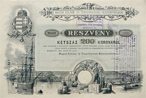 Magyar Folyam- és Tengerhajózási Részvénytársaság 200 korona 1895