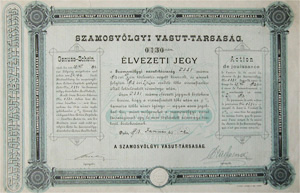 Szamosvölgyi Vasút Részvénytársaság élvezeti jegy 1913 Deés