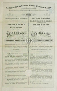 arasd-Goluboveczi Helyi Érdekű Vasút Részvénytársaság kötvény 400 forint 1889