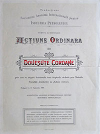 S.A. Industria Petroleulul részvény 200 korona 1895