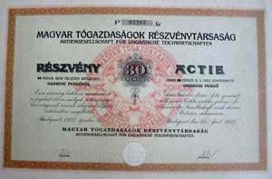 Magyar Tógazdaságok Részvénytársaság részvény 30 pengő 1927
