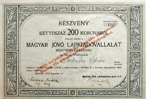 Magyar Jövő Lapkiadóvállalat 200 korona 1919