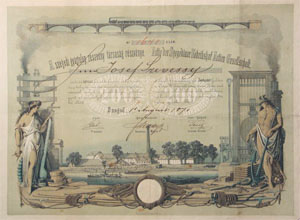 Szegedi Gyártelep Részvénytársaság részvény 1871