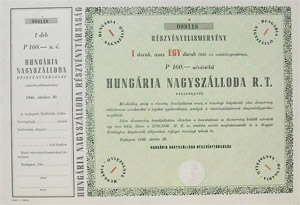 Hungária Nagyszálloda Részvénytársaság 160 pengő 1946