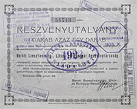 Baróti Szeszfinomító-, Likőr- és Rumgyár Részvénytársaság részvényutalvány 170 korona 1923