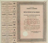 Szegedi Kenderfonógyár Részvénytársaság részvényutalvány 40x40 pengő 1946