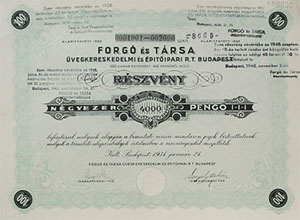Forgó és Társa Részvénytársaság 100x40 pengő 1934