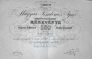 Magyar Fémlemez Ipar Részvénytársaság részvény 500 korona 1917