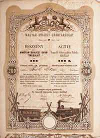 Magyar-Svájci Gyártársulat Részvénytársaság 200 forint 1869