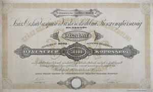Szász Oszkár Vasipari és Kereskedelmi Részvénytársaság részvény 50000 korona 1923