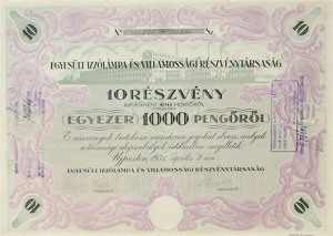 Egyesült Izzólámpa és Villamossági Részvénytársaság 10x100 pengő 1931